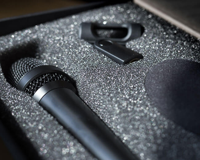 A microphone in a case
